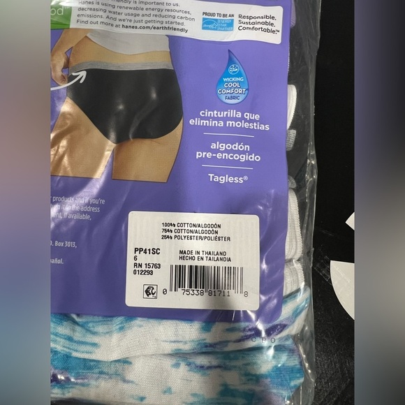 Women’s cotton Hanes hipsters‎ panties underwear Sz 6 pack of 6 new NIP - Picture 3 of 7